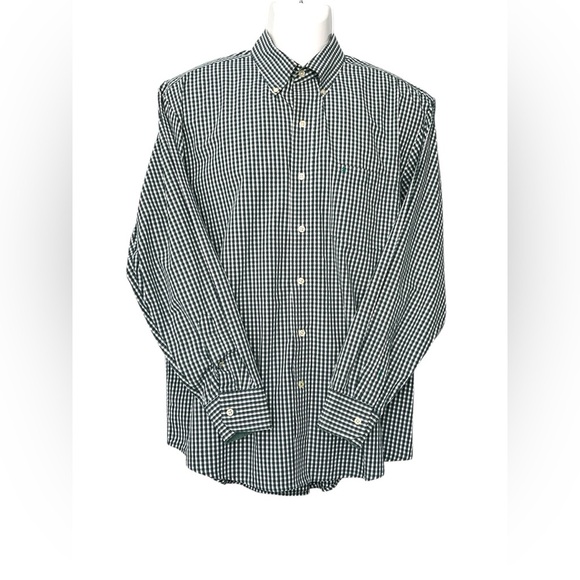 Izod Green and White Casual Button Down Shirt Size L - Picture 1 of 9
